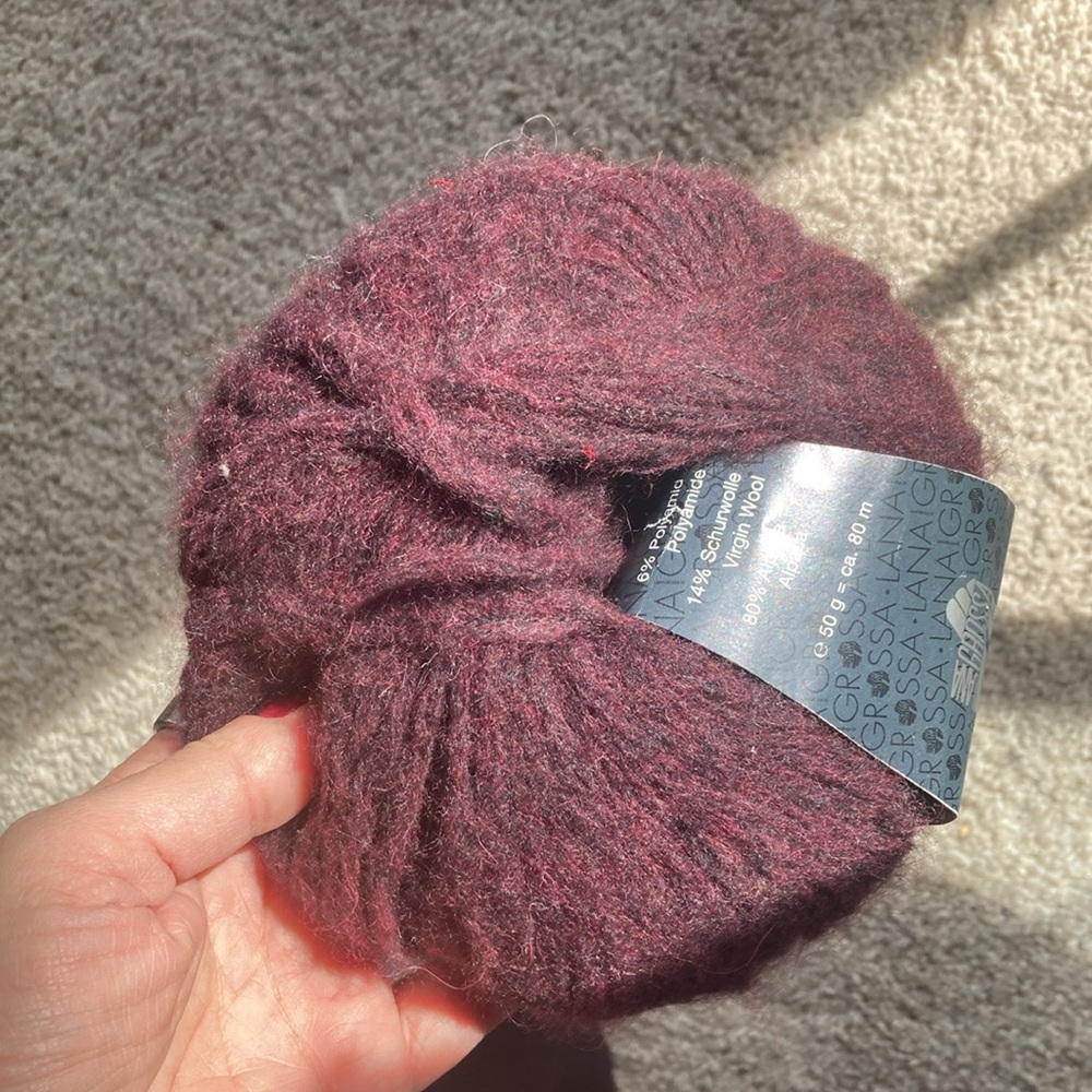 Super Bulky burgundy wool and alpaca yarn